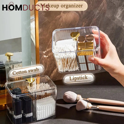 Transparent Cosmetic And Cotton Swab Organizer