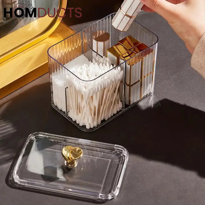Transparent Cosmetic And Cotton Swab Organizer