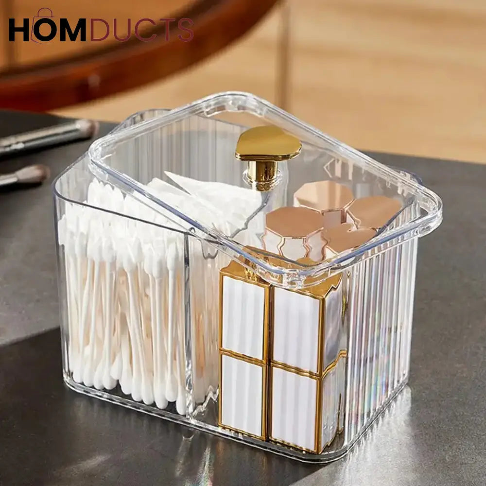 Transparent Cosmetic And Cotton Swab Organizer