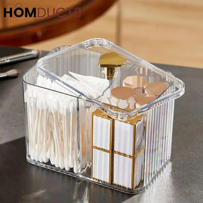 Transparent Cosmetic And Cotton Swab Organizer