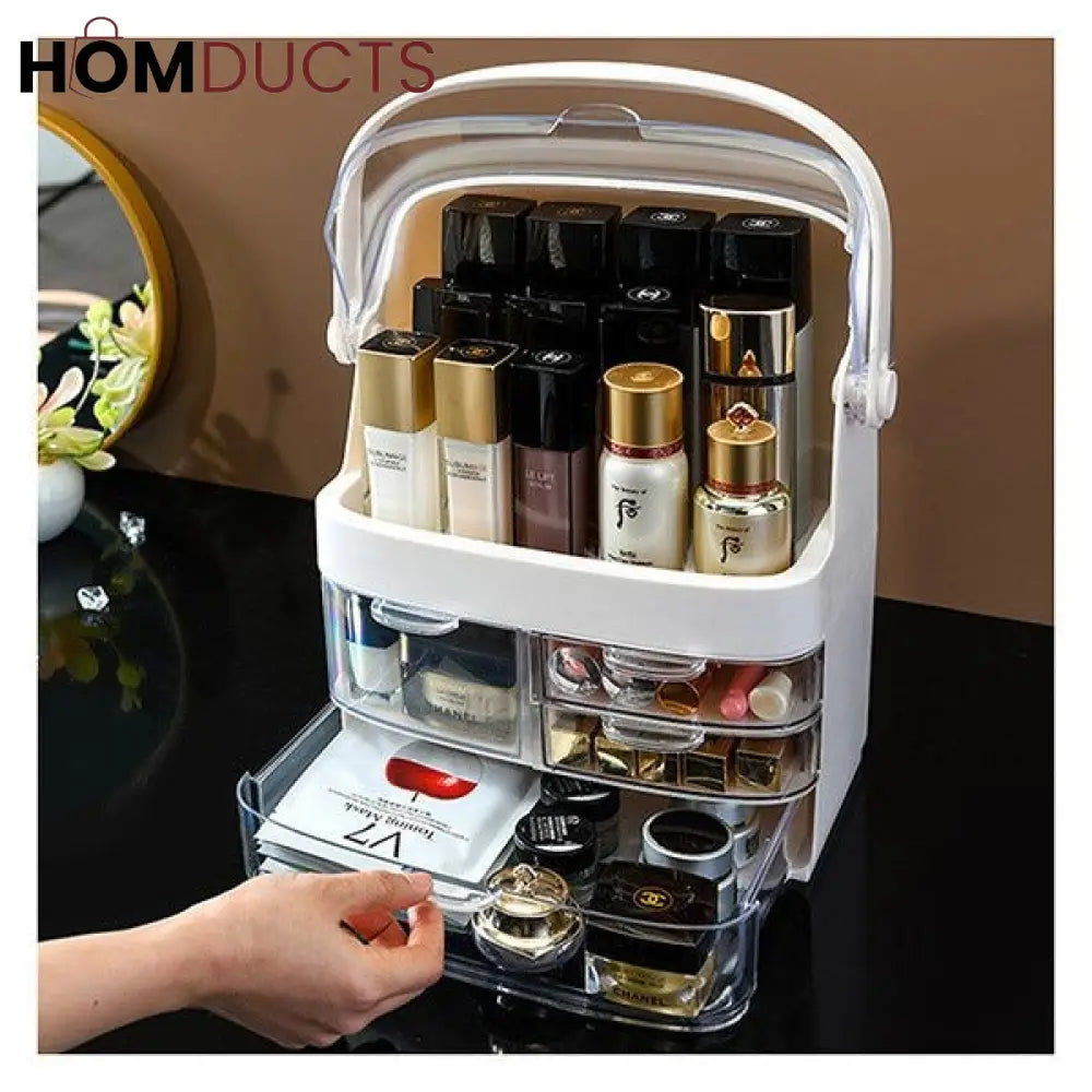 Transparent Cosmetic Organizer Box With Dustproof Lid
