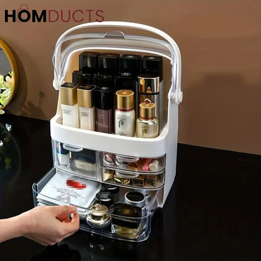Transparent Cosmetic Organizer Box With Dustproof Lid