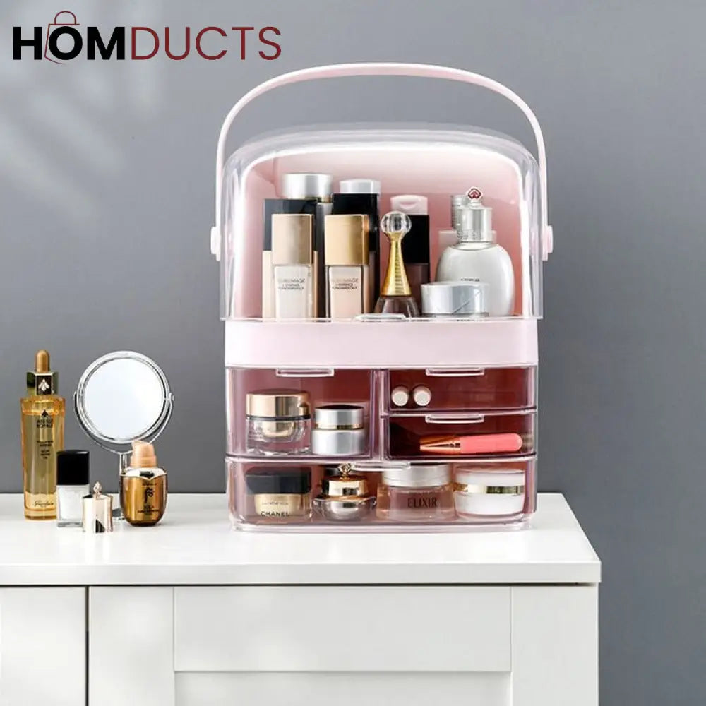 Transparent Cosmetic Organizer Box With Dustproof Lid