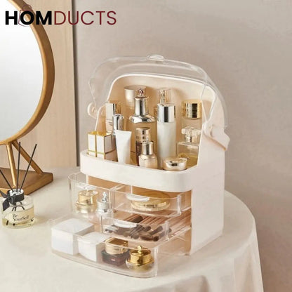Transparent Cosmetic Organizer Box With Dustproof Lid