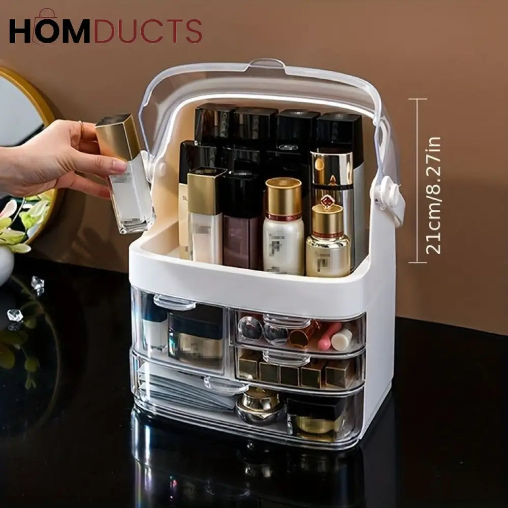 Transparent Cosmetic Organizer Box With Dustproof Lid