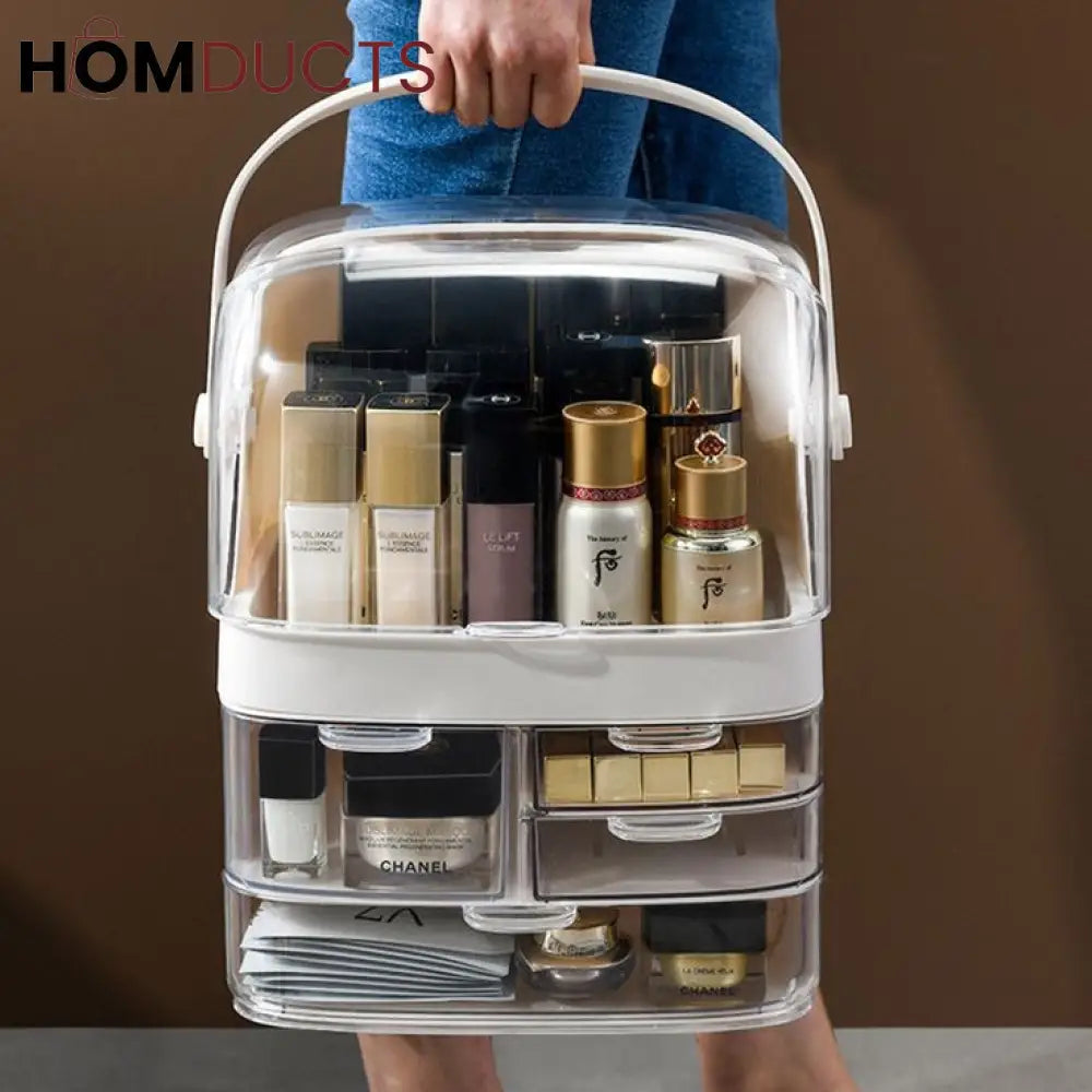 Transparent Cosmetic Organizer Box With Dustproof Lid