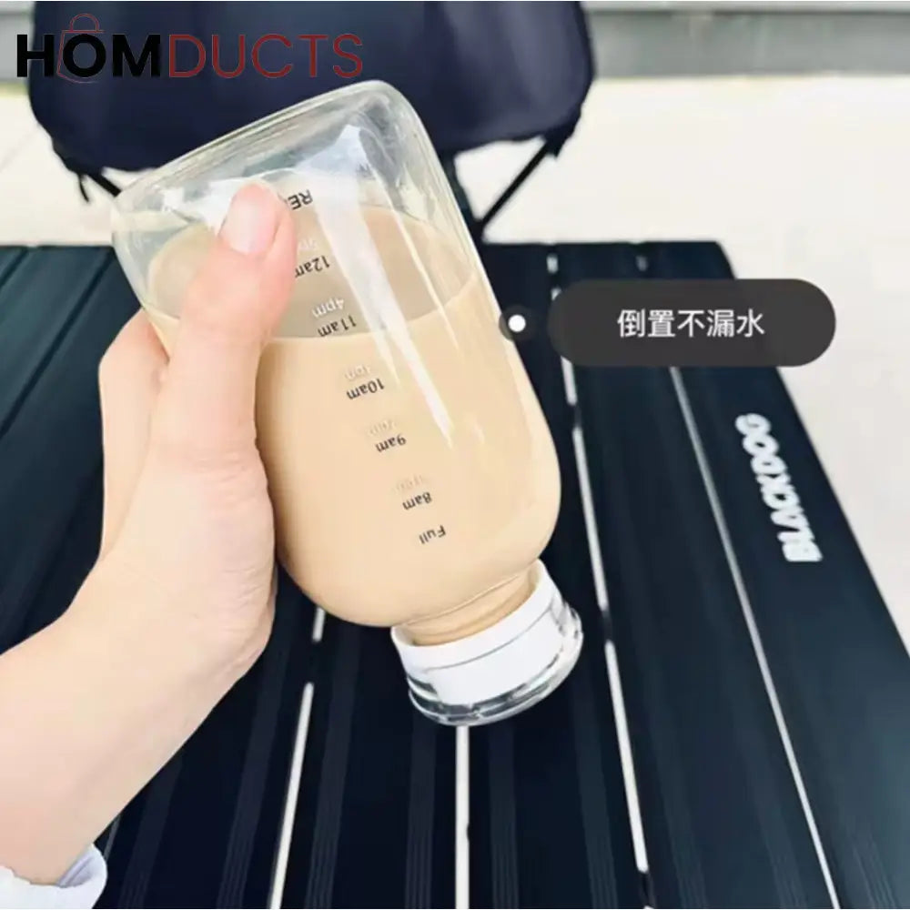 Transparent Glass Water Bottle With Straw