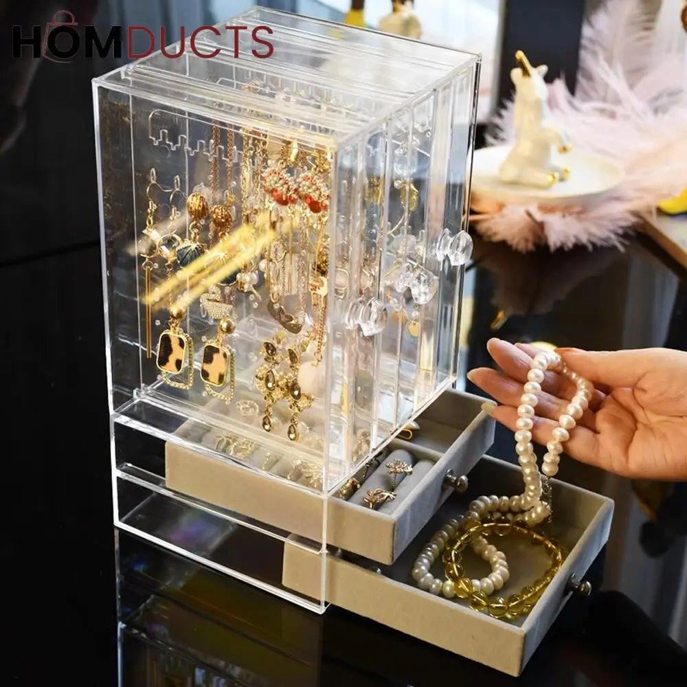 Transparent Jewelry Storage Box With Drawer