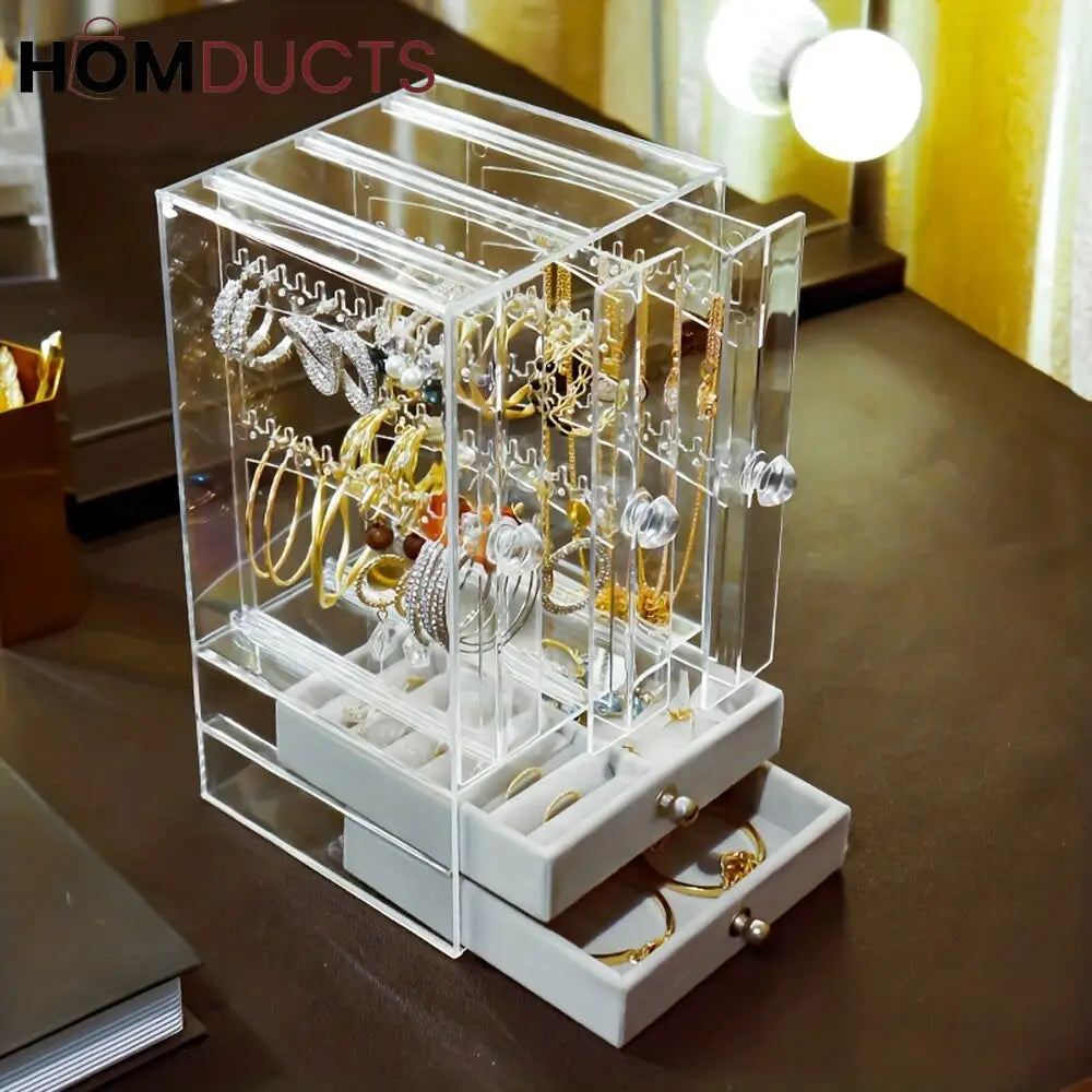 Transparent Jewelry Storage Box With Drawer