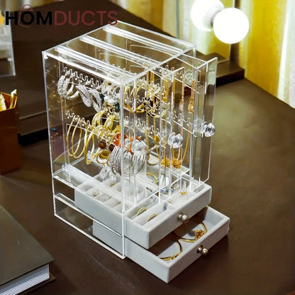 Transparent Jewelry Storage Box With Drawer