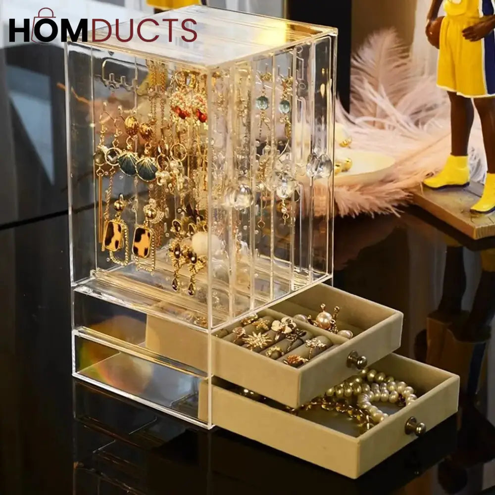 Transparent Jewelry Storage Box With Drawer
