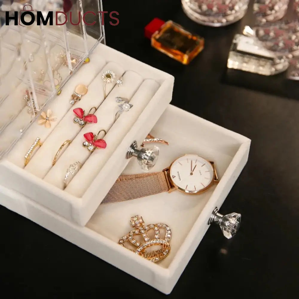 Transparent Jewelry Storage Box With Drawer
