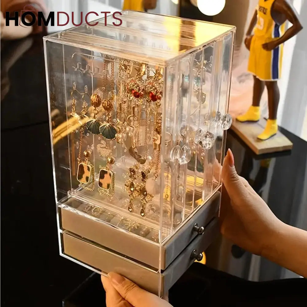 Transparent Jewelry Storage Box With Drawer