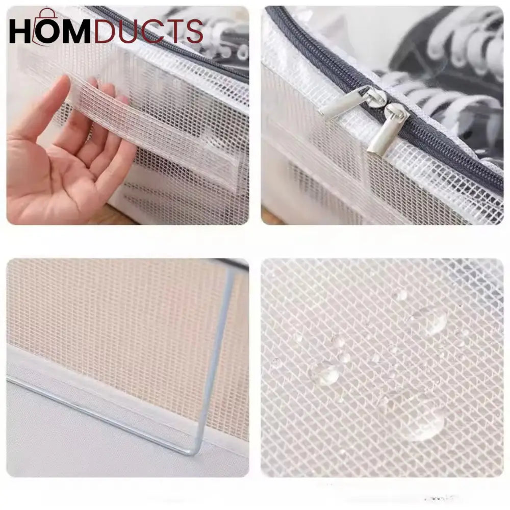 Under Bed Shoe Organizer - Double Sided Zippered Storage Box - Dustproof & Foldable