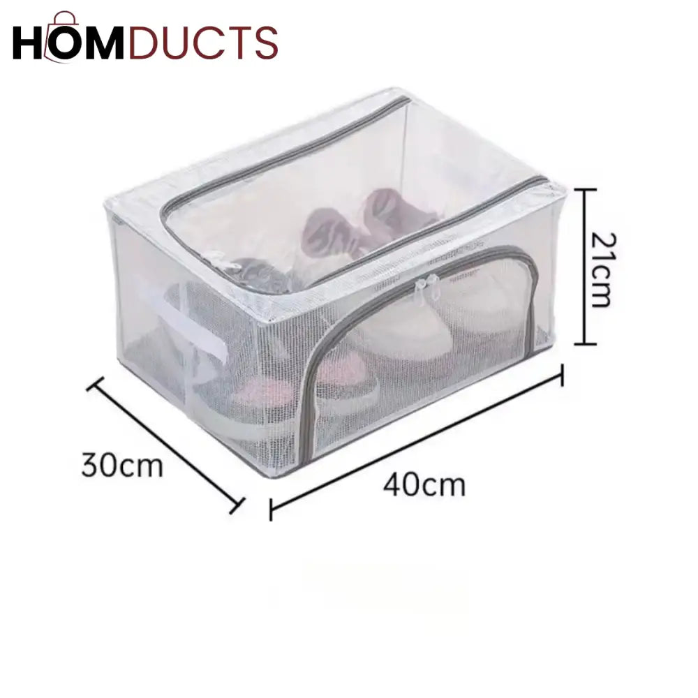 Under Bed Shoe Organizer - Double Sided Zippered Storage Box - Dustproof & Foldable