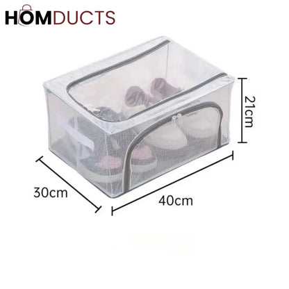Under Bed Shoe Organizer - Double Sided Zippered Storage Box - Dustproof & Foldable