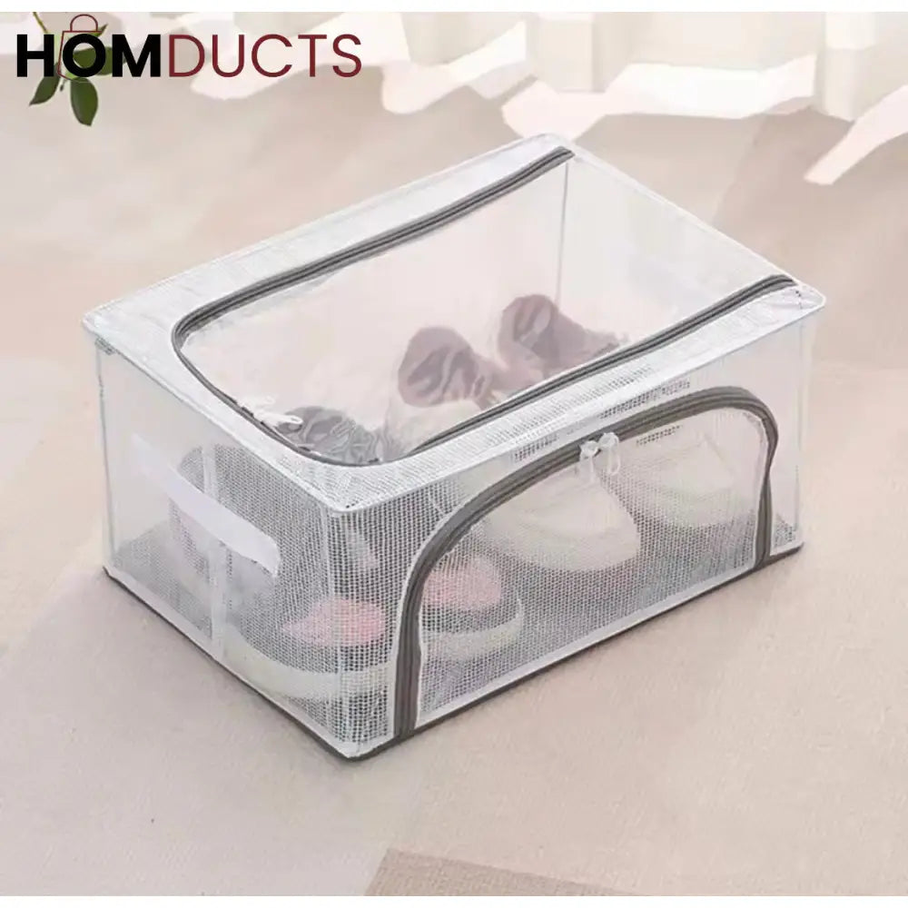 Under Bed Shoe Organizer - Double Sided Zippered Storage Box - Dustproof & Foldable