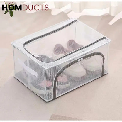 Under Bed Shoe Organizer - Double Sided Zippered Storage Box - Dustproof & Foldable
