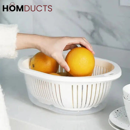 Vegetable And Fruit Drain Basket With Lid