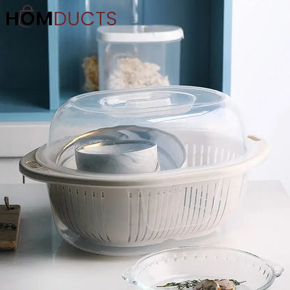 Vegetable And Fruit Drain Basket With Lid
