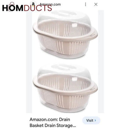 Vegetable And Fruit Drain Basket With Lid