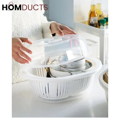 Vegetable And Fruit Drain Basket With Lid