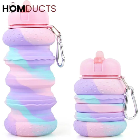 Vibration Damping Foldable Water Bottle - 600ml Silicone Kettle for Sports & Kids
