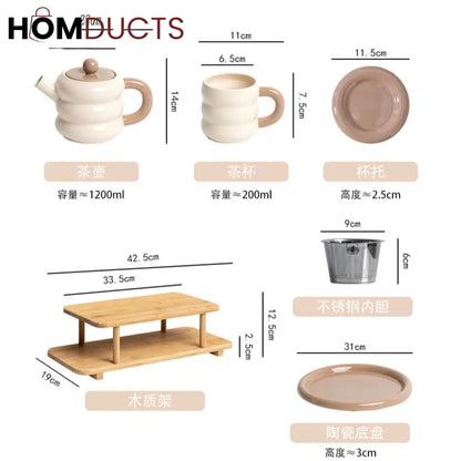 Vintage-Inspired 13-Piece Ceramic Tea Set with Elegant Gift Box - Perfect for Afternoon Tea