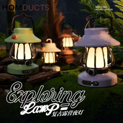 Vintage Pastel LED Lantern Lamp – Rechargeable & Dimmable Bedside Light