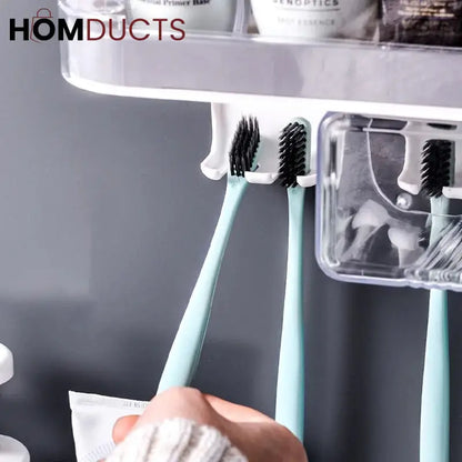 Wall Mounted Bathroom Organizer With Toothbrush Holder