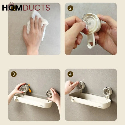 Wall-Mounted Shower Shelf Organizer – No-Drill Suction Bathroom Storage Rack for Toiletries & Cosmetics