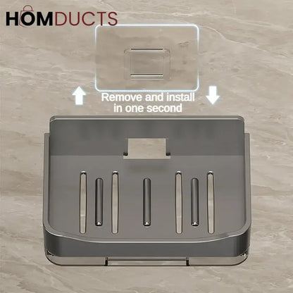 Wall-Mounted Soap Holder with Drain Tray – Waterproof Punch-Free Soap Box with Lid for Bathroom & Kitchen