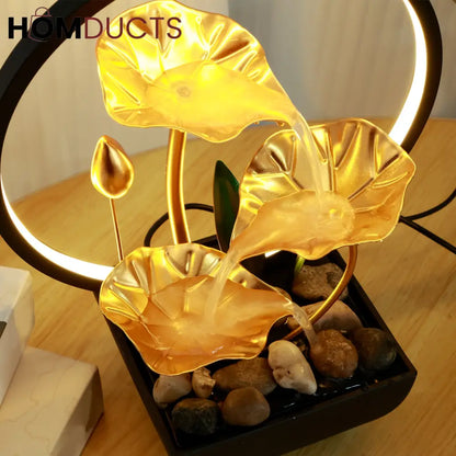Water Flowing Fountain With Led Ring Light
