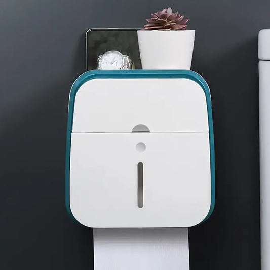 Waterproof Double Layer Toilet Paper Holder with Built-in Drawer & Phone Holder