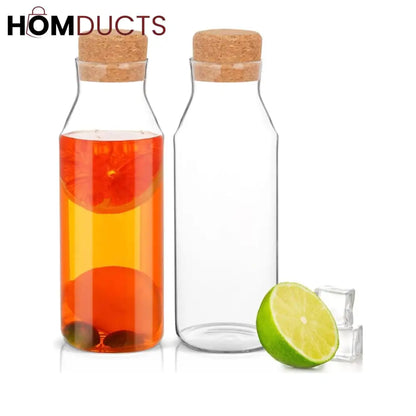 Wooden Cork Borosilicate Glass Bottle