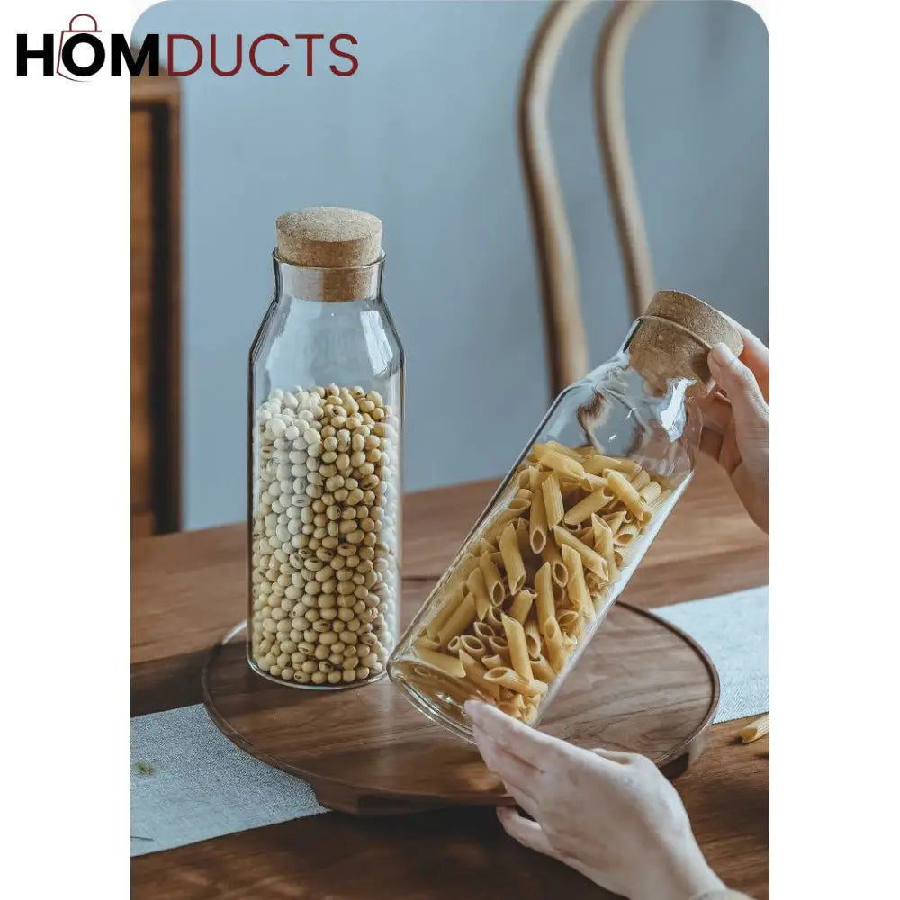 Wooden Cork Borosilicate Glass Bottle