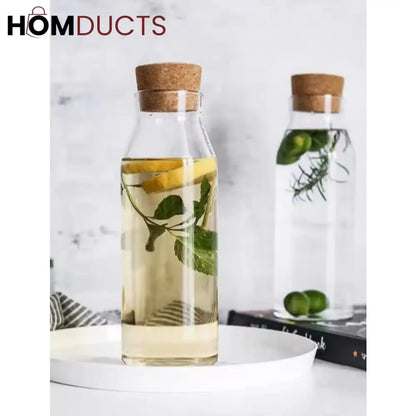 Wooden Cork Borosilicate Glass Bottle