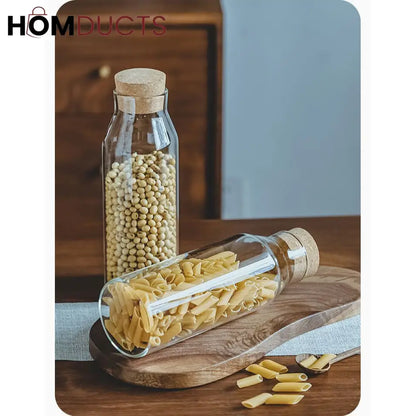 Wooden Cork Borosilicate Glass Bottle