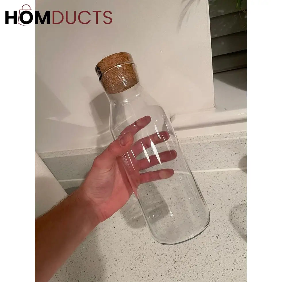 Wooden Cork Borosilicate Glass Bottle