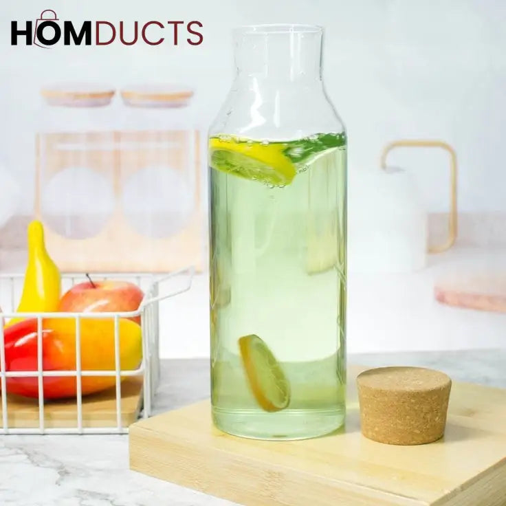 Wooden Cork Borosilicate Glass Bottle