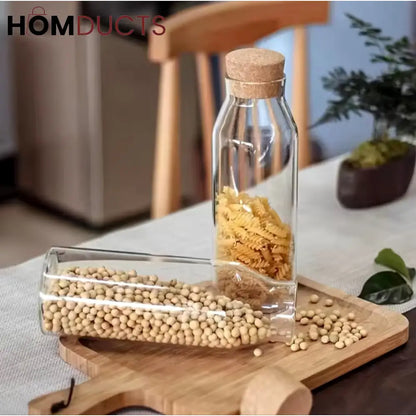 Wooden Cork Borosilicate Glass Bottle