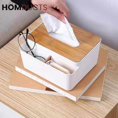 Wooden Top Tissue Box